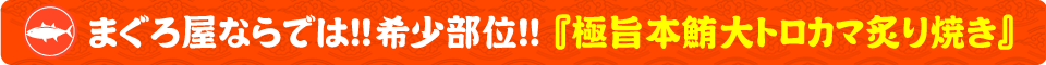 まぐろ食堂まりん 大須店！まぐろ屋ならでは!!希少部位!!『極旨本鮪大トロカマ炙り焼き』