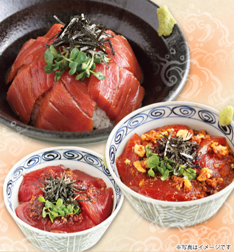 まぐろ食堂まりん 大須店！至福のまぐろ丼『極上本鮪 中トロ丼』『びんとろカルビ丼』『まぐろ台湾丼』のイメージです。